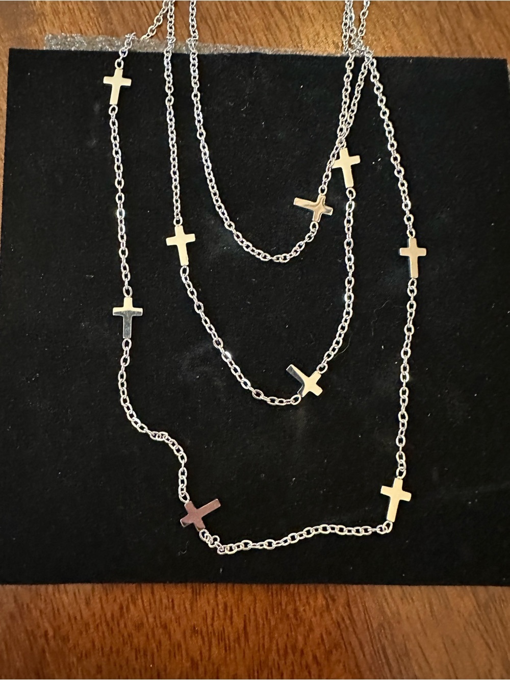 Multi-Cross Silver-Tone Layered Necklace